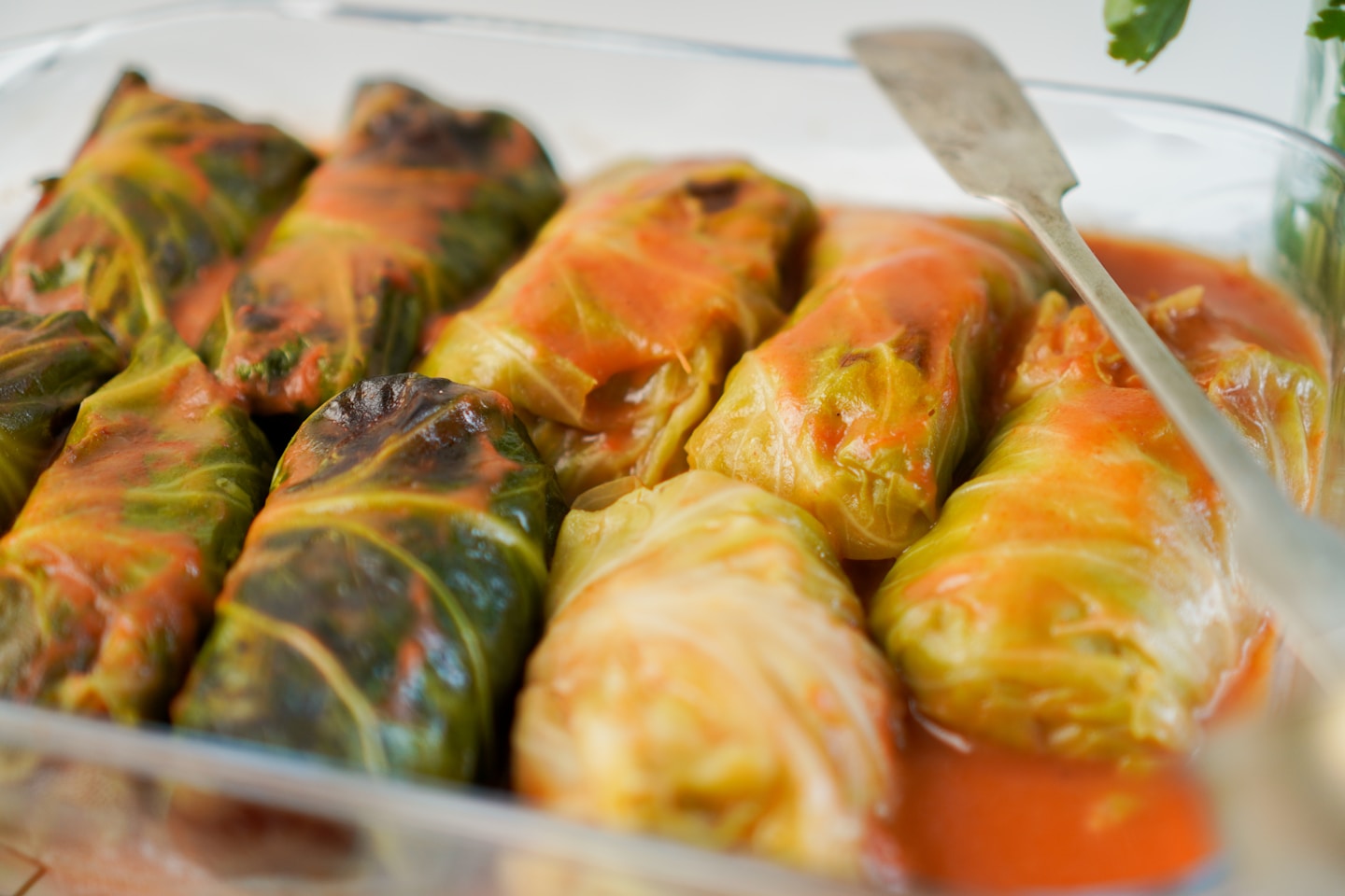 stuffed cabbage (minced meat and rice) in tomato sauce