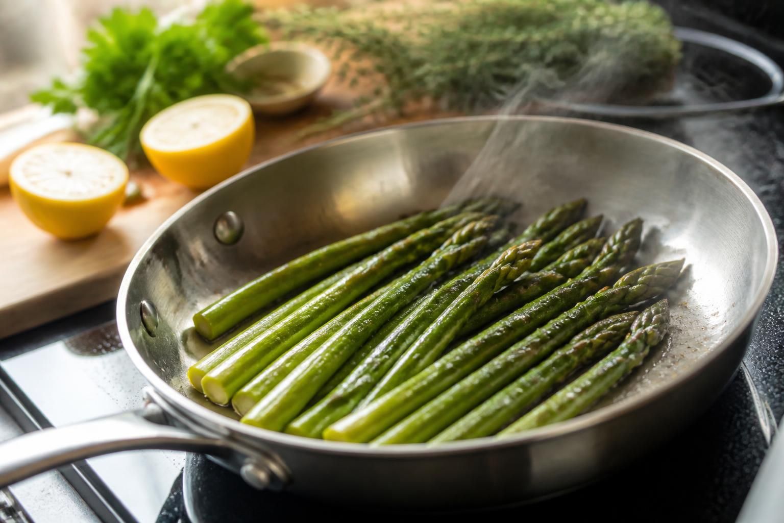 découvrez comment cuire les asperges à la poêle pour une recette rapide et savoureuse qui met en valeur leur goût frais et printanier.