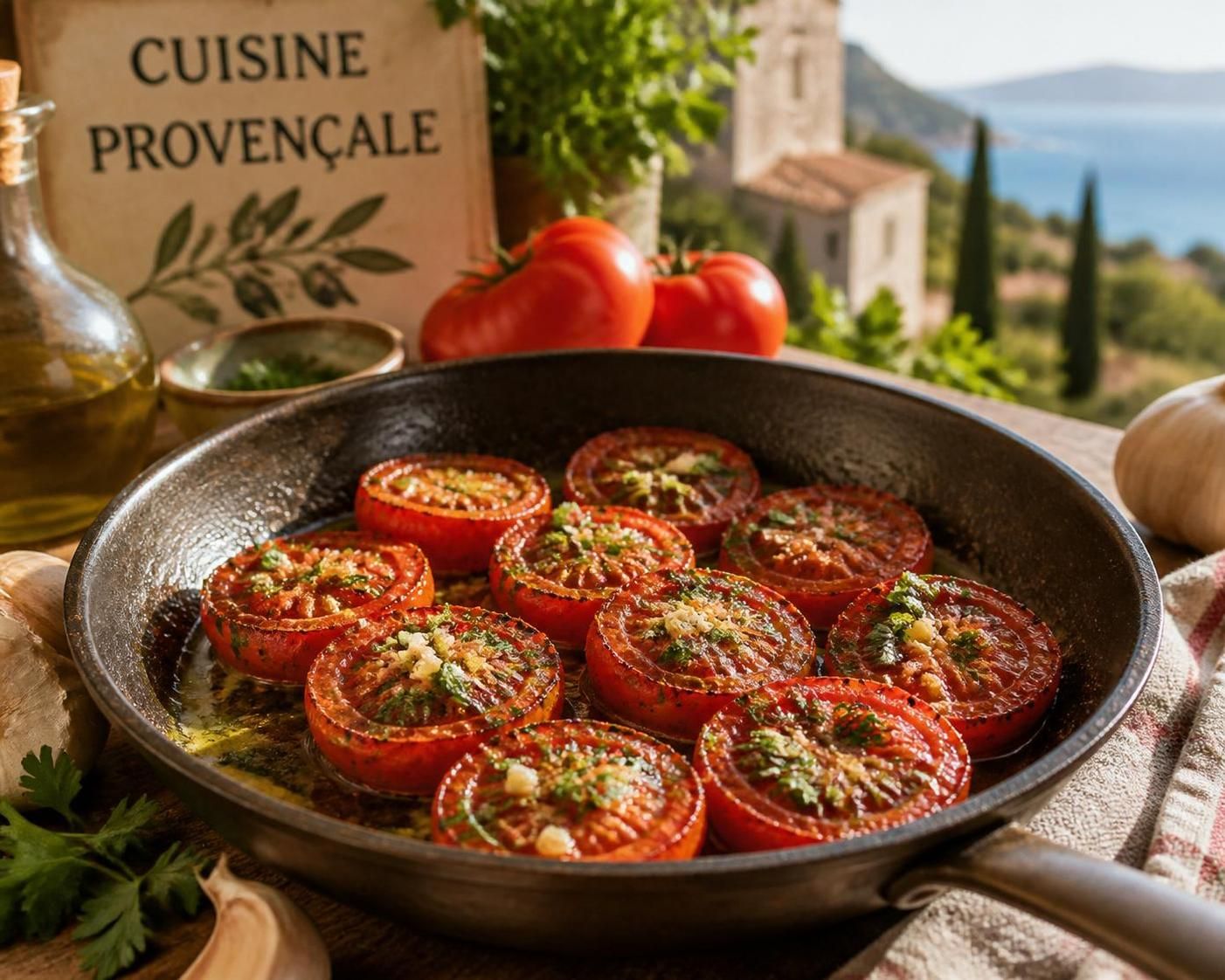 découvrez la recette express des tomates provençales à la poêle, un plat savoureux et léger parfait pour un repas rapide et gourmand.