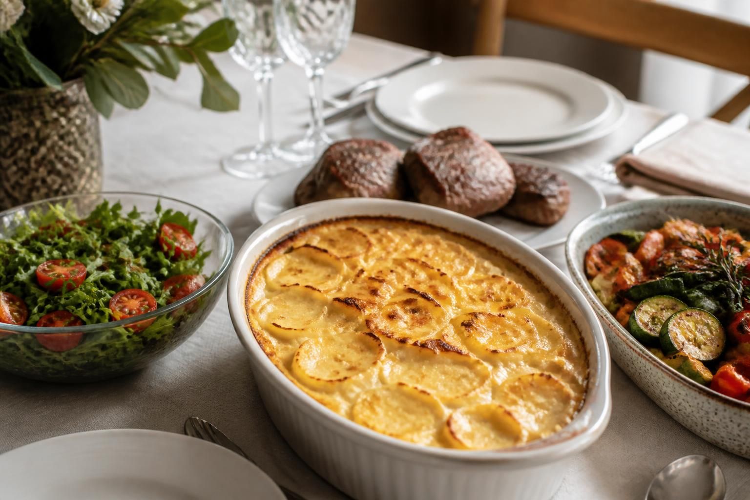 découvrez comment choisir l'accompagnement idéal pour sublimer un gratin dauphinois classique et révéler toutes ses saveurs traditionnelles.